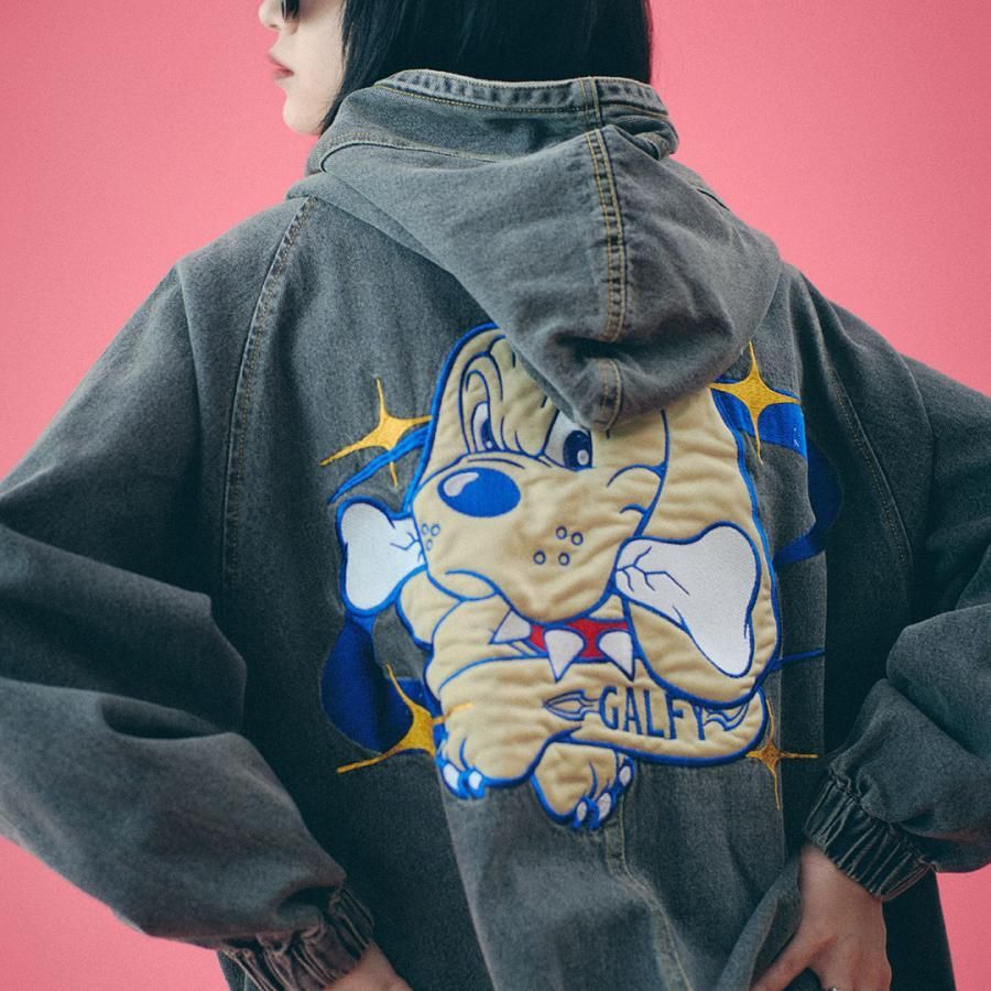 GALFY　ガルフィー　ダーティーデニムフードジャケット　L　完売品 ガルフィー GALFY ダーティーデニムフードジャケット 143000