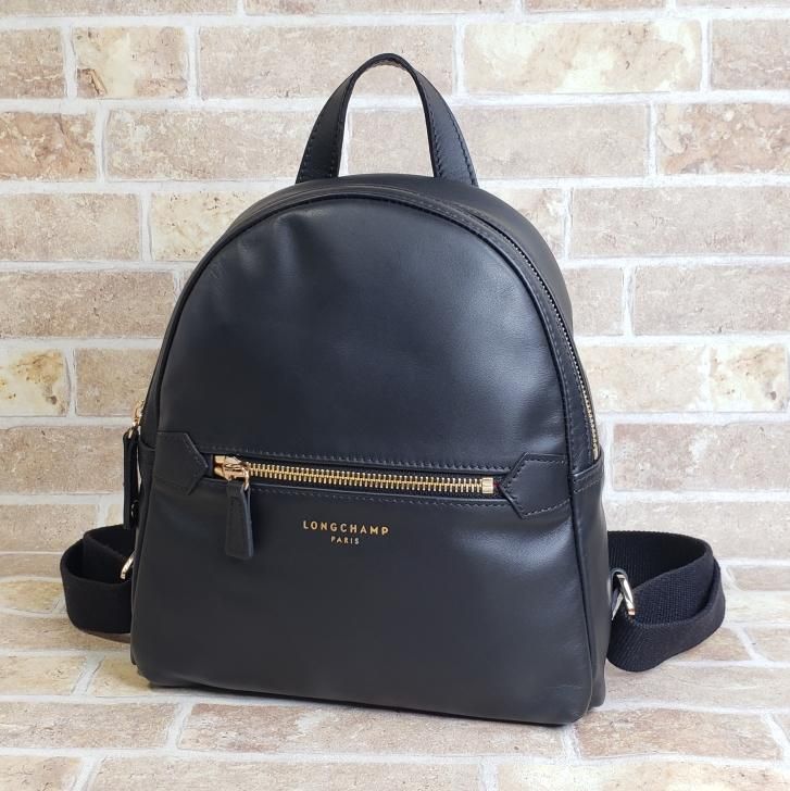 美品 ロンシャン LONGCHAMP ☆ レザー リュックサック フランス製 黒