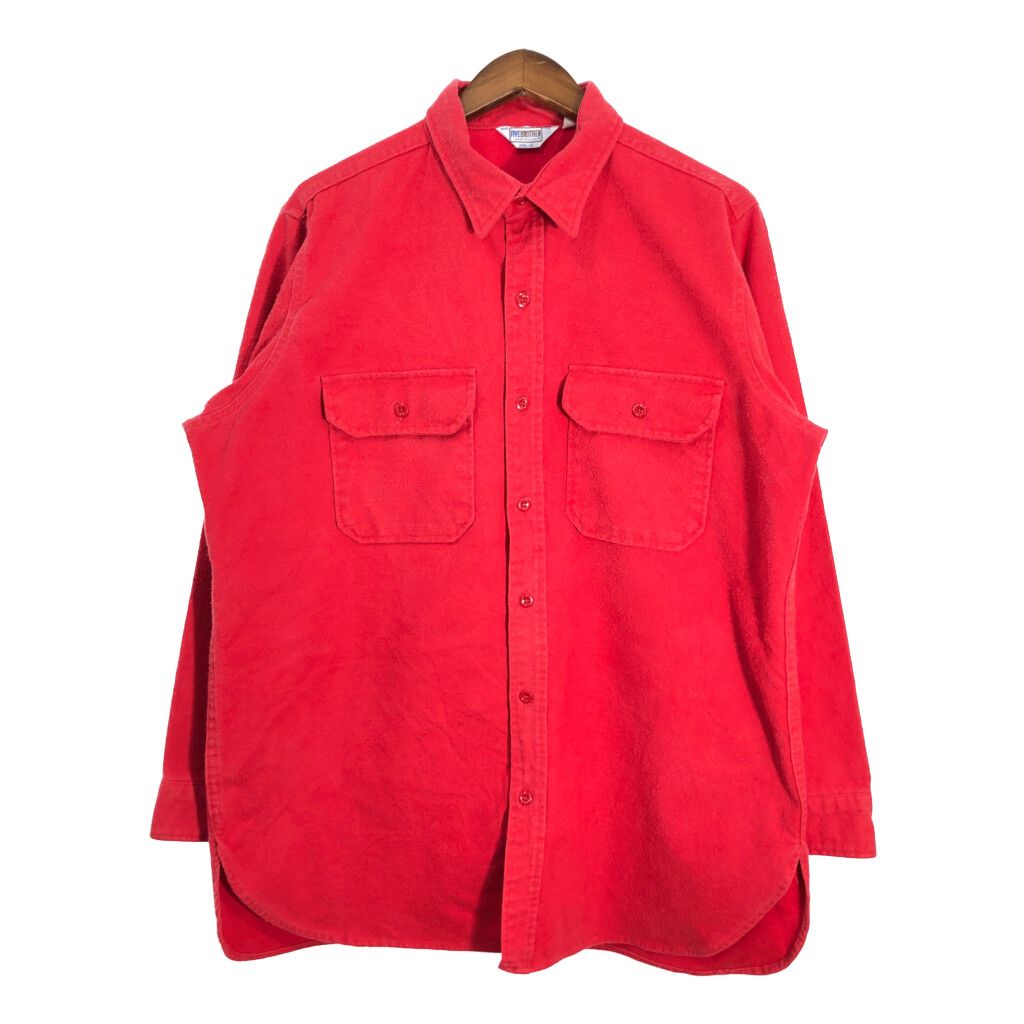 80年代 USA製 FIVE BROTHER ファイブブラザー 長袖シャツ 大きいサイズ レッド (メンズ 2XL) 中古 古着 R7568
