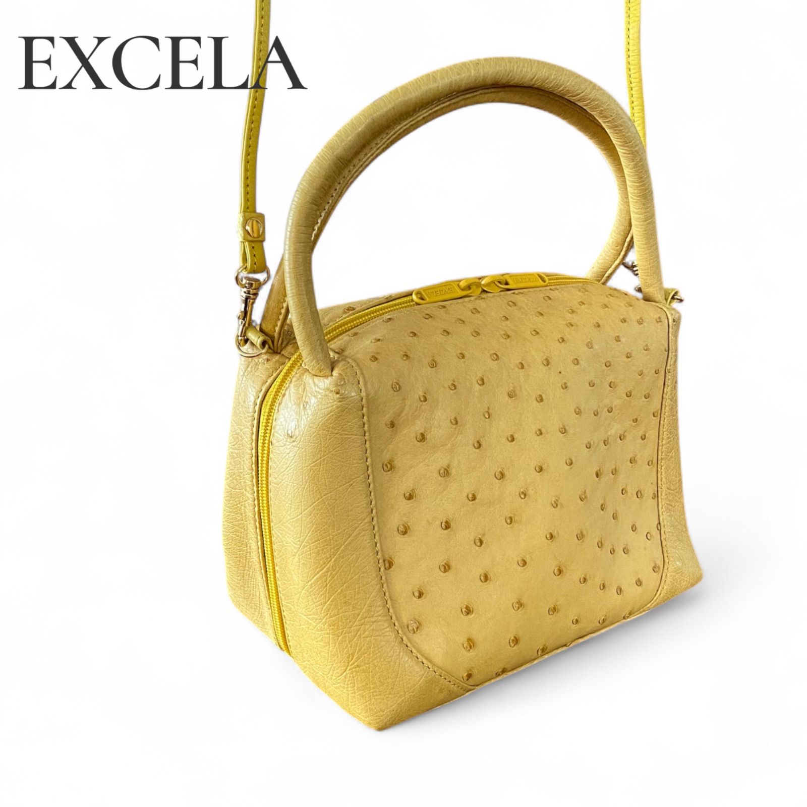 新品 EXCELA エクセラオーストリッチ ショルダー ハンド バッグ 2way 