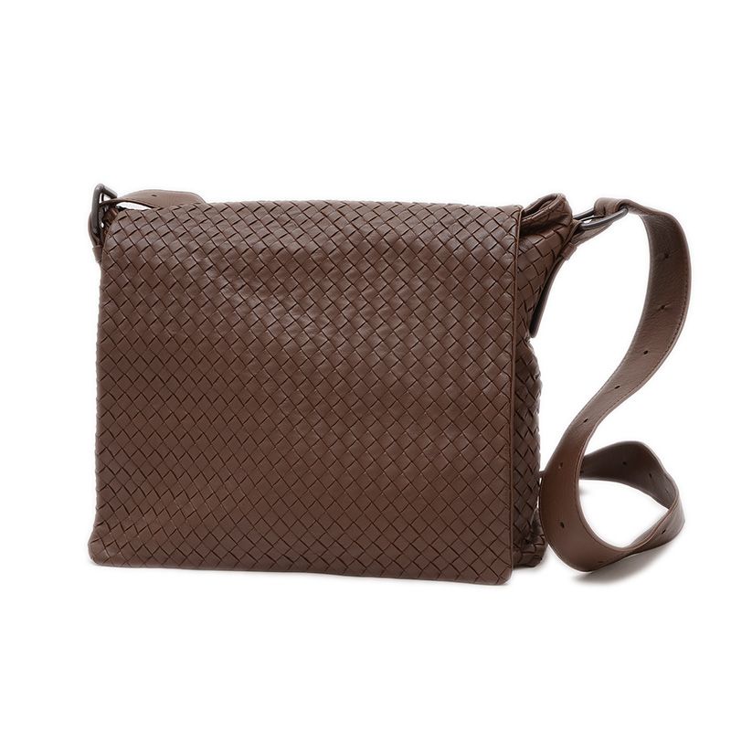 ボッテガヴェネタ イントレチャート ショルダーバッグ レザー ブラウン メンズ