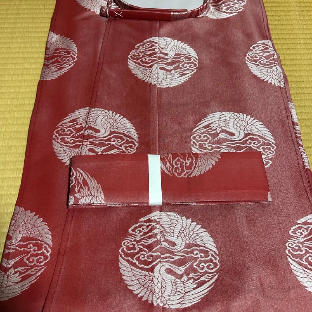 狩衣 化繊 冬 左右紐 蘇芳|白 雲鶴紋 送料込