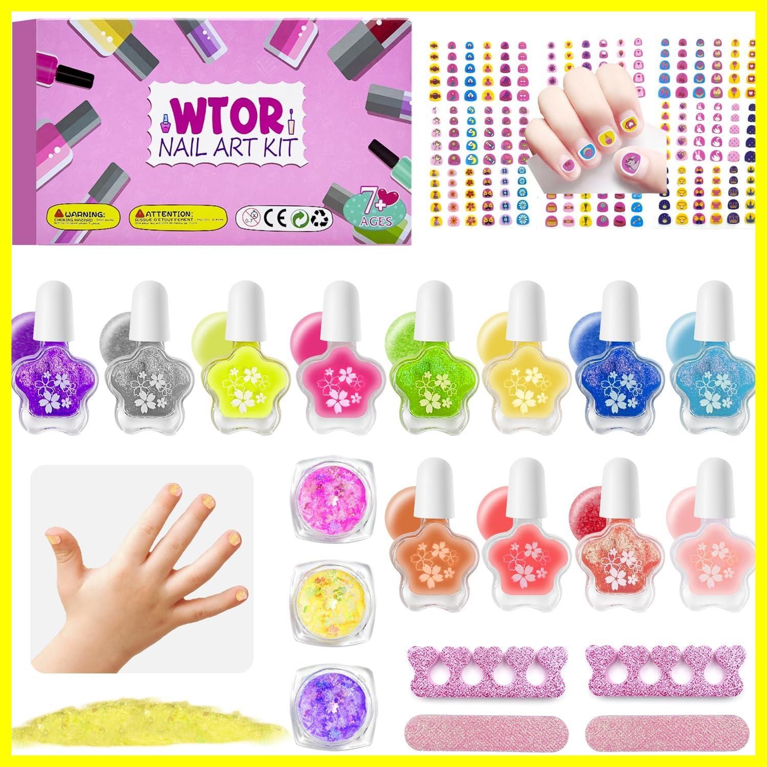 はがせるマニキュア 水溶性ネイル ネイルポリッシュ 12色セット+10枚ネイルシールこども+3点マニキュアパウダー+3点指輪など メイクセット キッズ用ネイル マニキュア 子供用 子供 お誕生日 