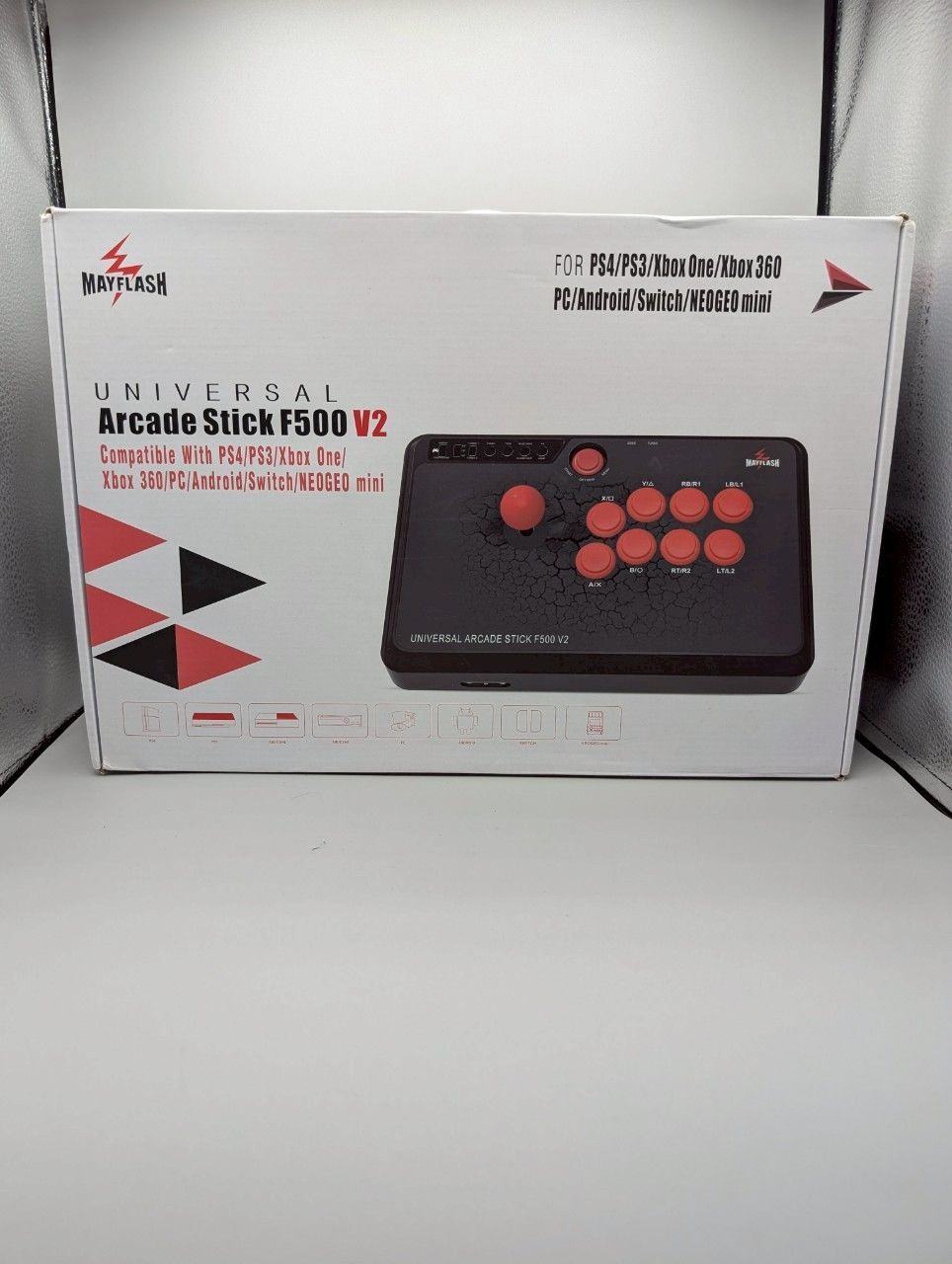 Mayflash アケコン F500 V2　三和電子パーツ変更済 Amazon | Mayflash レバーレス アケコン F500 Flat Elite アーケード