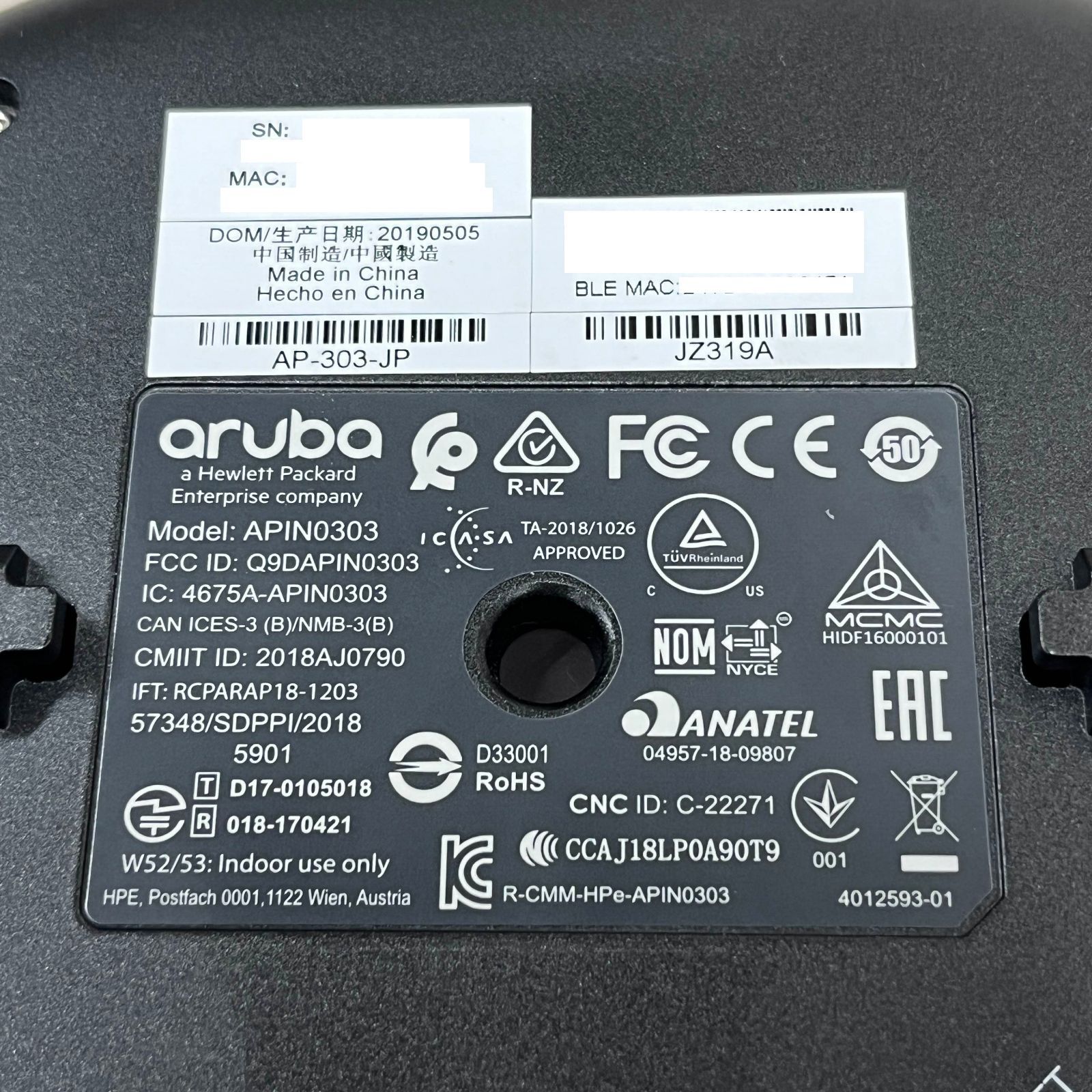初期化・動作確認済み】Aruba AP-303-JP APIN0303 AP-303