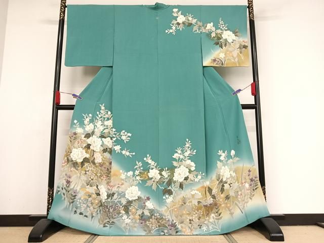 平和屋着物□訪問着 友禅 作家物 草花文 暈し染め 正絹 逸品