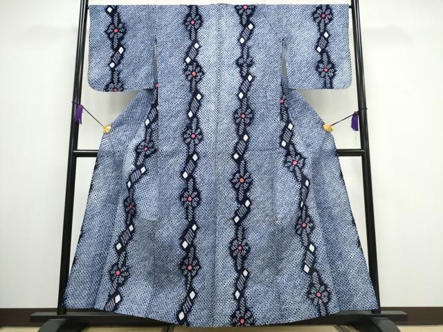 平和屋着物∴夏物 浴衣 有松鳴海絞り 流水舞蝶間道 綿 逸品