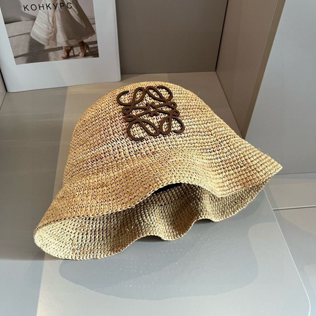 のストローハット ラフィア素材