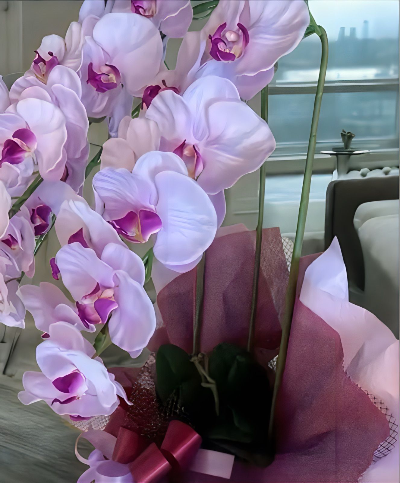 光触媒 人工観葉植物 ウォールグリーン フェイクグリーン 胡蝶蘭8155