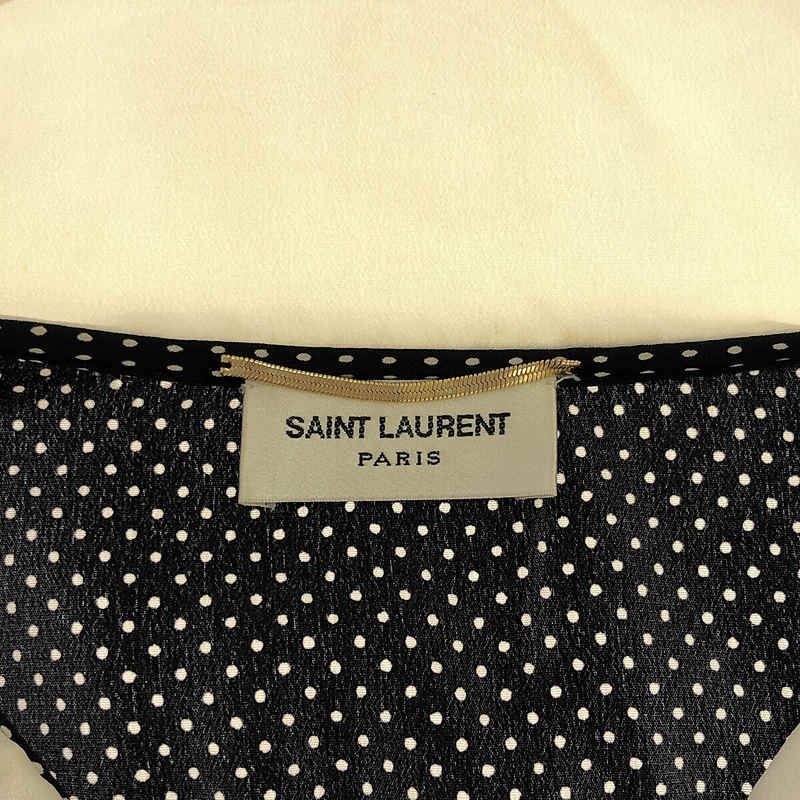 SAINT LAURENT PARIS / サンローランパリ | シルク ドット リボンタイブラウス | 38 | - メルカリ