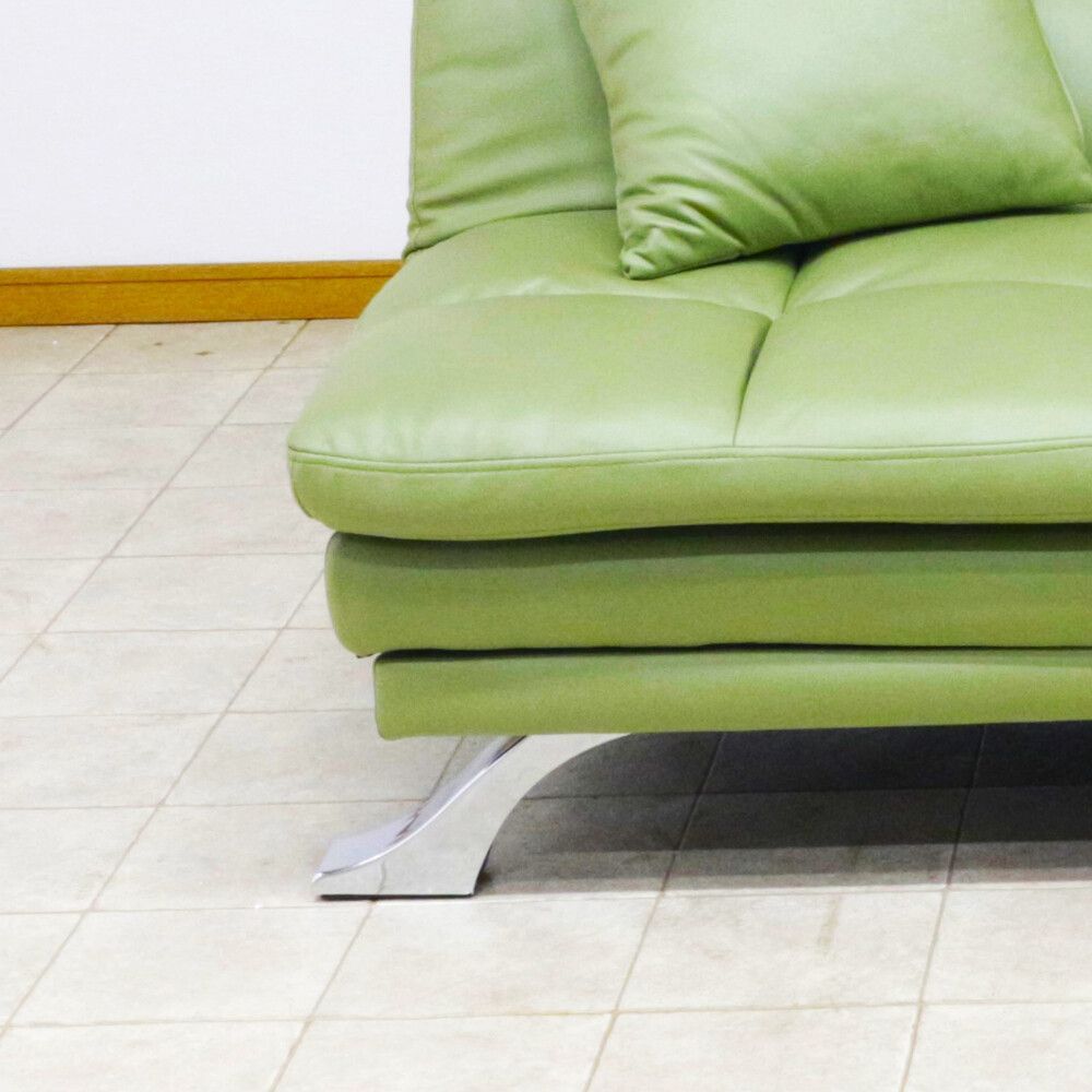 ３人掛ファブリックレザー ソファベッド グリーン 幅192cm 3WAY クッション付 リビング ソファ 幅広 ファミリー 簡易ベッド NEXPOTALLINN_EU