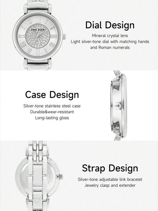 腕時計 レディース クォーツ シルバートーン ステンレス スチール クォーツ ブレスレット ウォッチ レディース、クリスタル ダイヤル、カジュアル リンク調整可能ブレスレット、贅沢な贈り物 ウォッチ /3873SV