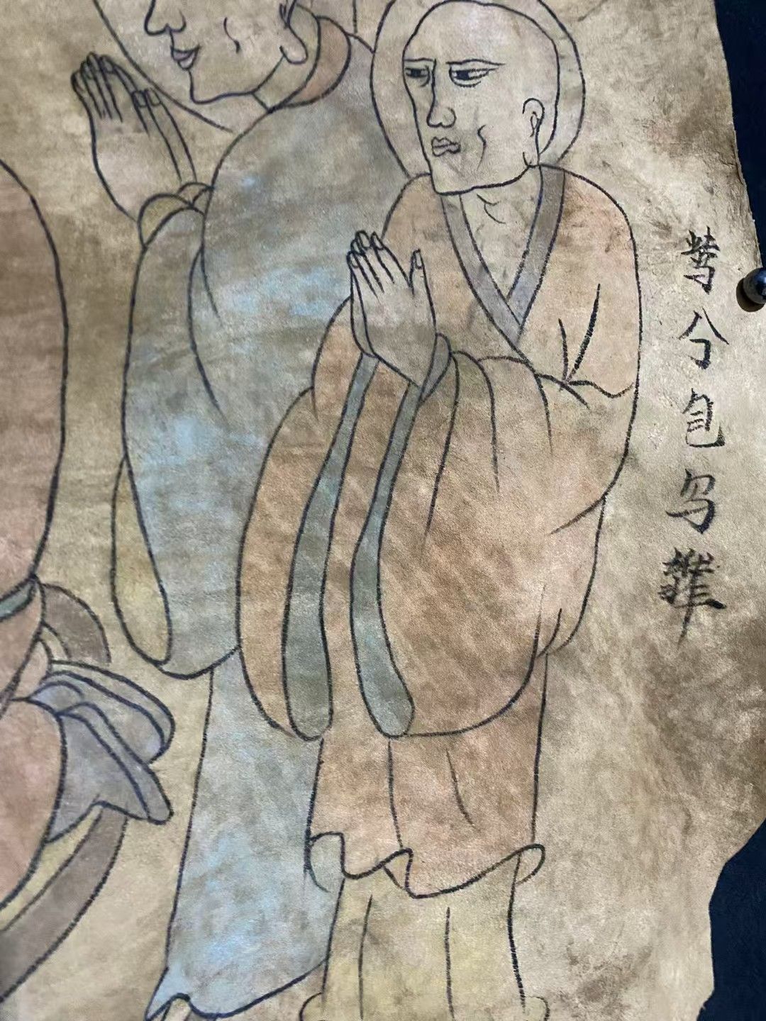 中国古美術. 旧蔵.古寺結縁.羊皮畫.手描き.書道品.佛教古美术