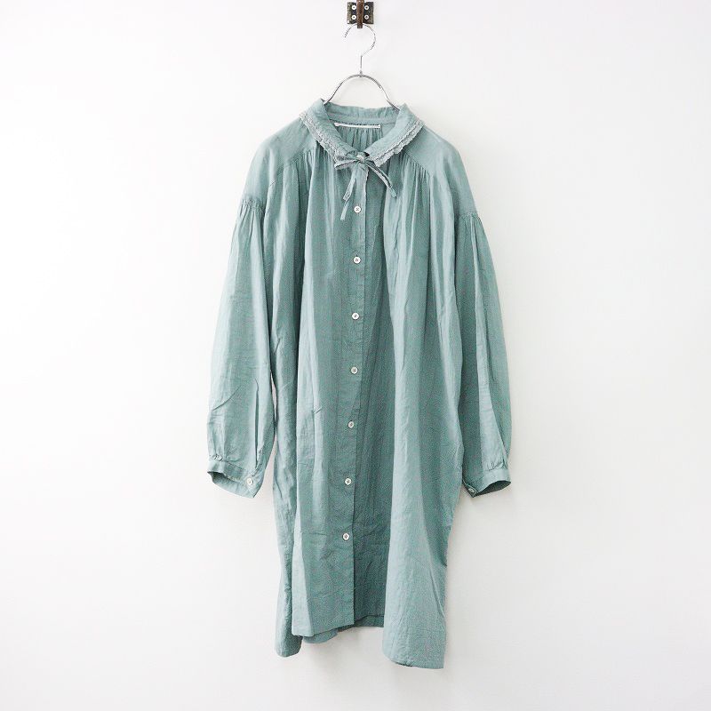 コットンハウスアヤ Cotton House Aya Yesterday Cross コットン レーストリミング シャツワンピース M/グリーン  綿【2400014127300】 - メルカリ