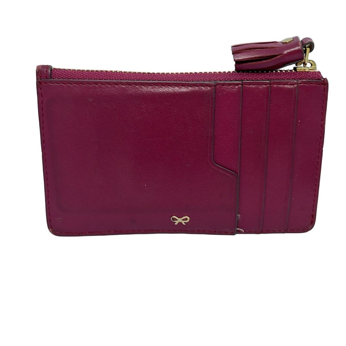 Anya Hindmarch アニヤハインドマーチ コインケース - ボルドー パンチング カードケース付き キーリング付き レザー