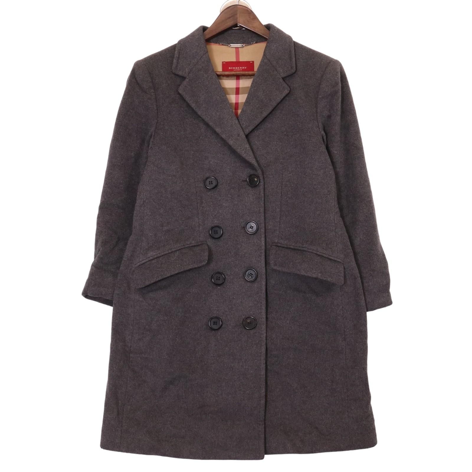 スペイン製 BURBERRY バーバリー ダブルブレスト チェスター コート グレー (レディース 44)  古着 A0066