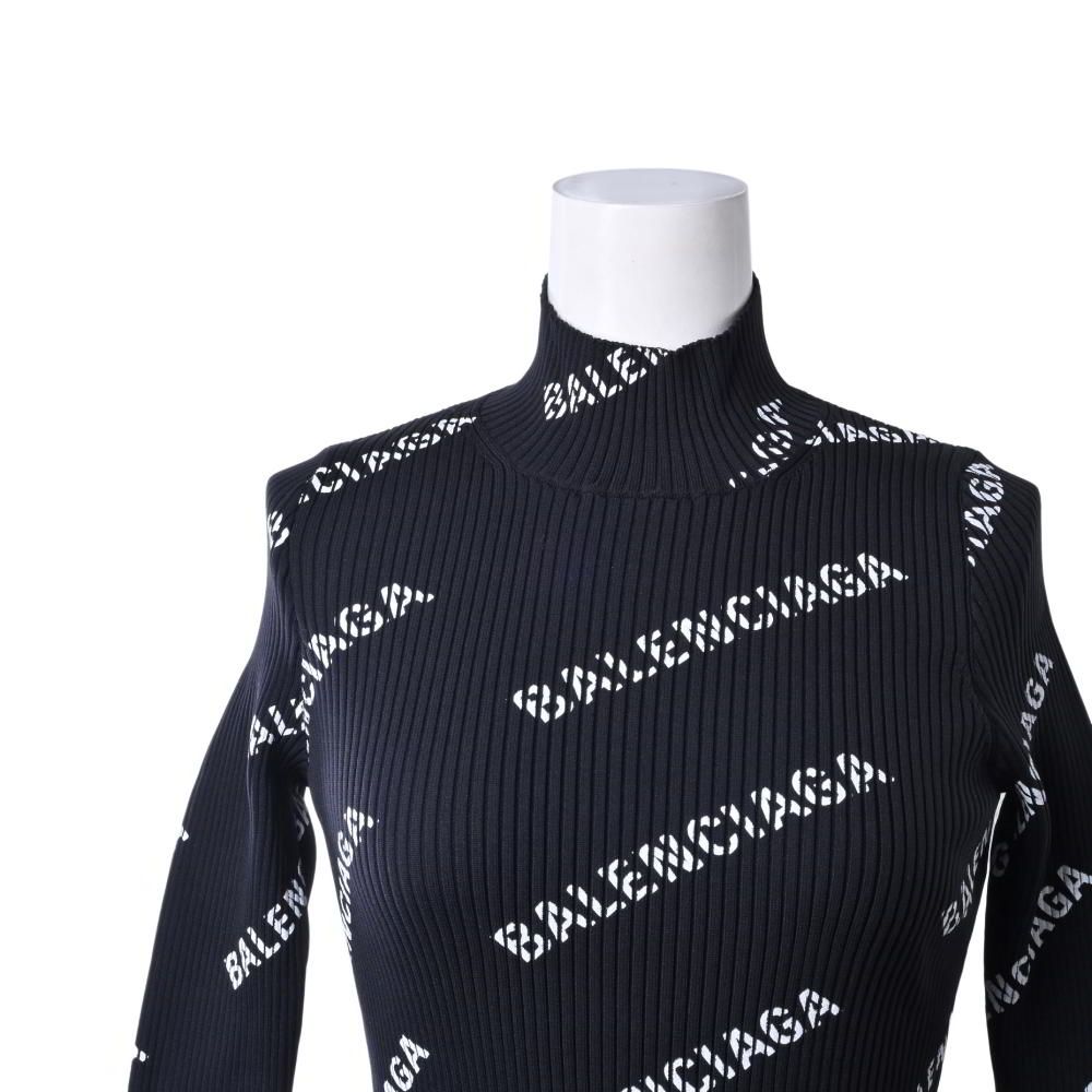 BALENCIAGA ロゴプリント オールオーバー ハイ リブ ワンピース