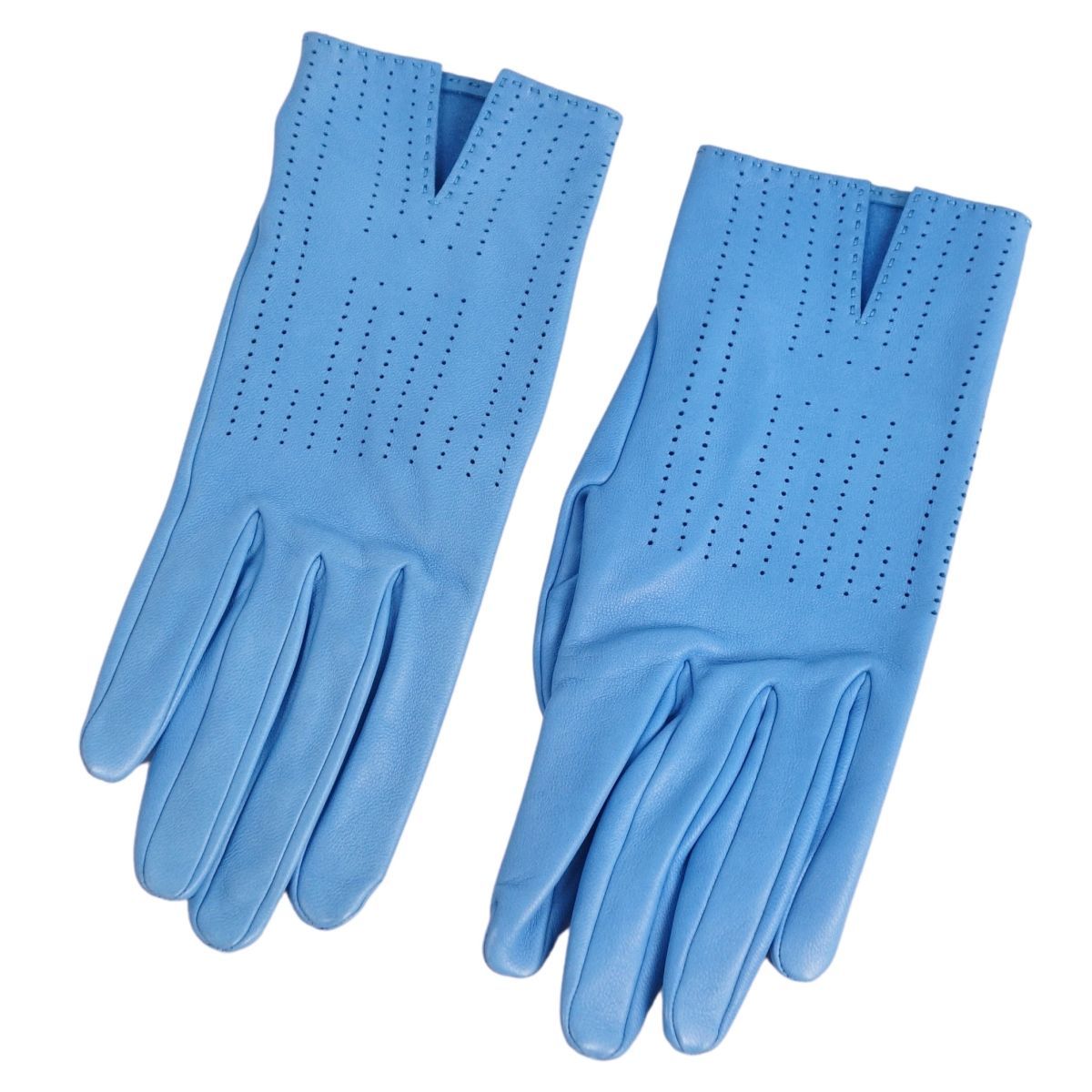 エルメス HERMES 手袋 グローブ ラムレザー パンチング レディー