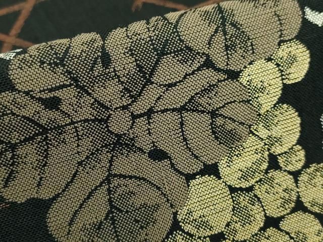 平和屋着物□極上 西陣 勝山織物謹製 六通柄袋帯 葡萄蔦の葉文 黒地