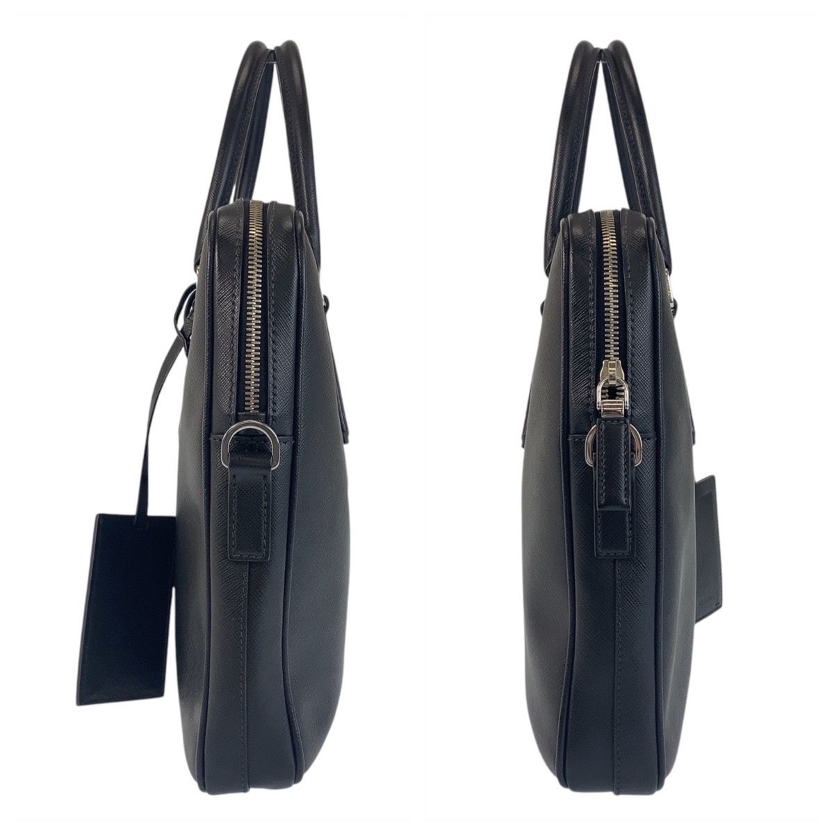 美品 PRADA プラダ サフィアーノ ブラック 黒 シルバー金具 レザー