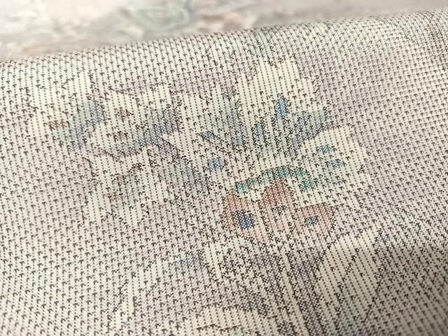 平和屋着物○本場大島紬 白大島 9マルキ 更紗枝花文 正絹 逸品