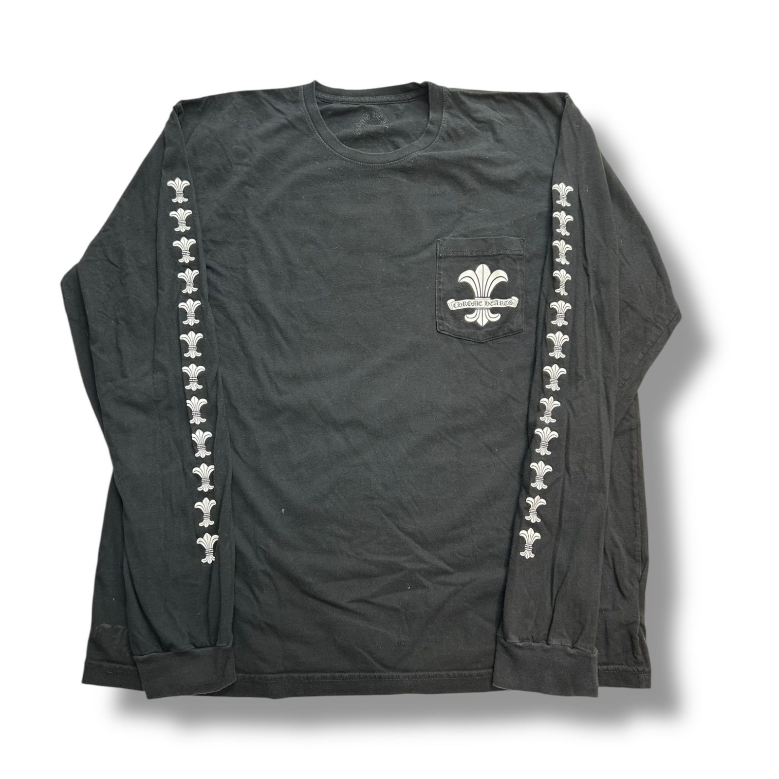 ブラック 長袖Tシャツ袖プリント バックプリント クロムハーツ S ブラック 長袖Tシャツ袖プリント バックプリント クロムハーツ S