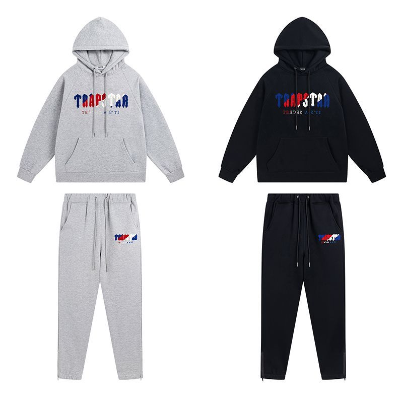 Trapstar トラップスター セットアップ パーカー フーディ 秋冬 裏起毛 カンガルーポケット 欧米ファッション 新品未使用 トレーナー  スウェット ズボン 刺繍 2色 ブラック グレー 男女兼用 メンズ レディース 人気 カッコウイイ タグあり - メルカリ