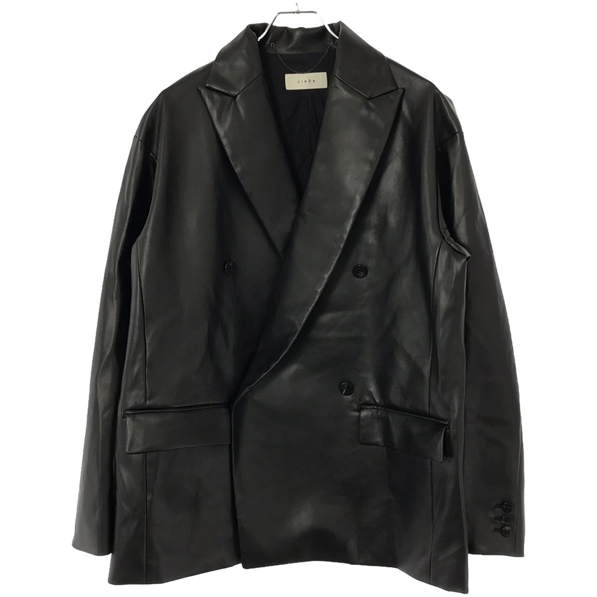 Jieda ジエダ 21AW FAKE LEATHER DOUBLE TAILORED JACKET フェイクレザーダブルテーラードジャケット ブラック 1 Jie-21W-JK06-C