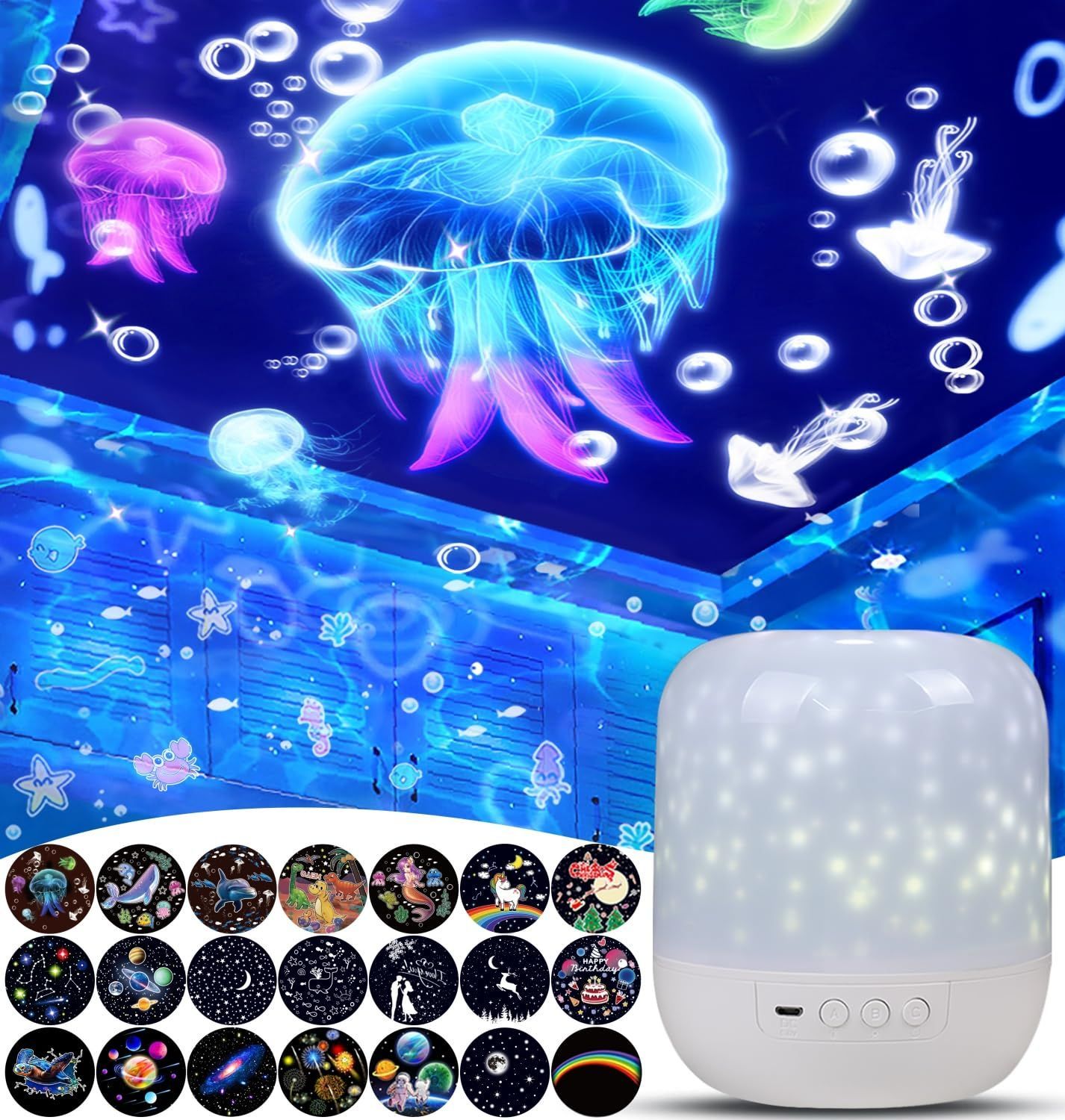 【新着商品】人魚 睡眠 ナイトライト クラゲ 投影ライト 太陽系 ベッドサイドランプ 星空 授乳ライト 月 多種点灯モード 間接照明 星 360度回転 星座 光色変換 本格的 輝度調整 人気 家族 友
