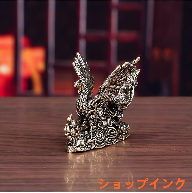 銅 細工 鳳凰呈祥 展翅鳳凰 マスコット 茶道茶寵 装飾品 工芸品