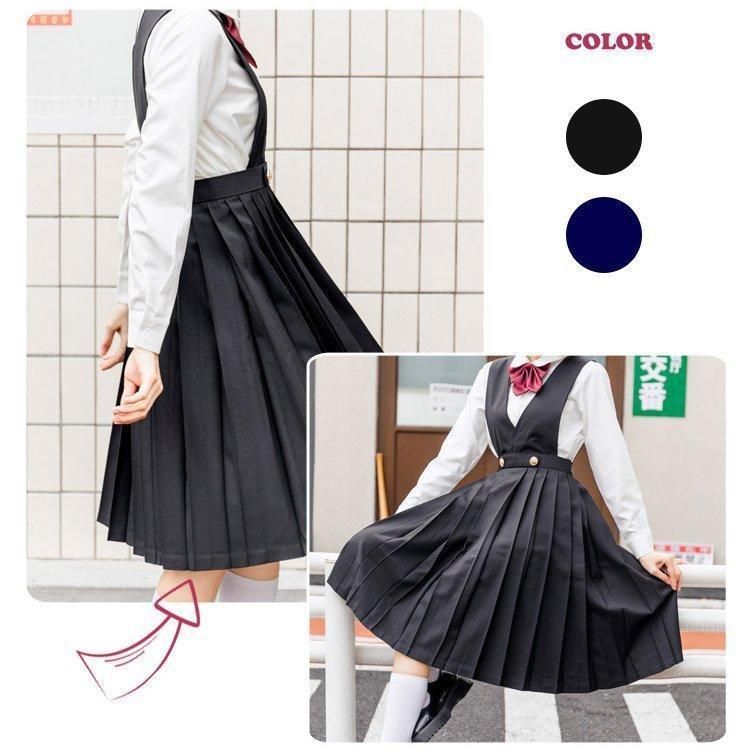 女子高生サロペット制服スカートプリーツスカートセーラー服学生