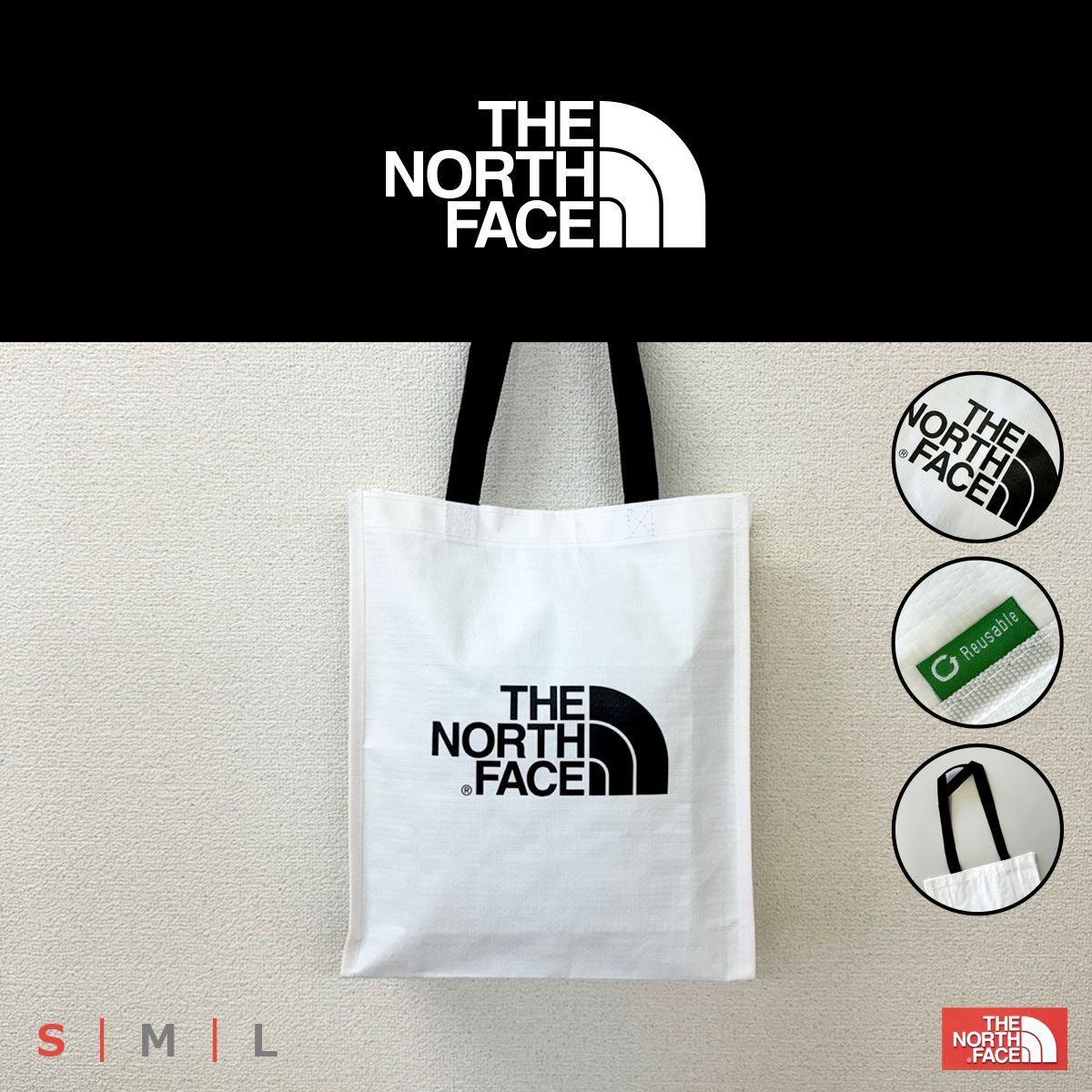 韓国限定モデル!【THE NORTH FACE】S-Size / ザ ノースフェイス WHITE LABEL SHOPPER BAG トートバッグ ショッパーバッグ エコバッグ ランドリーバッグ サブバッグ ビーチバッグ REUSABLE リユーザブル