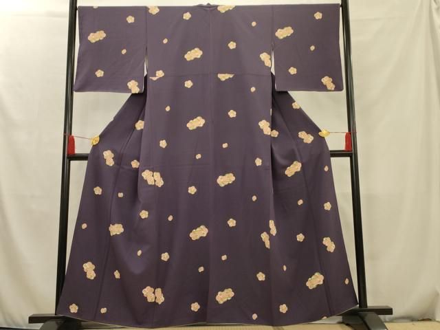 平和屋本店□極上 本場縞大島紬 反物 着尺 舞葉文 まさき織物謹製