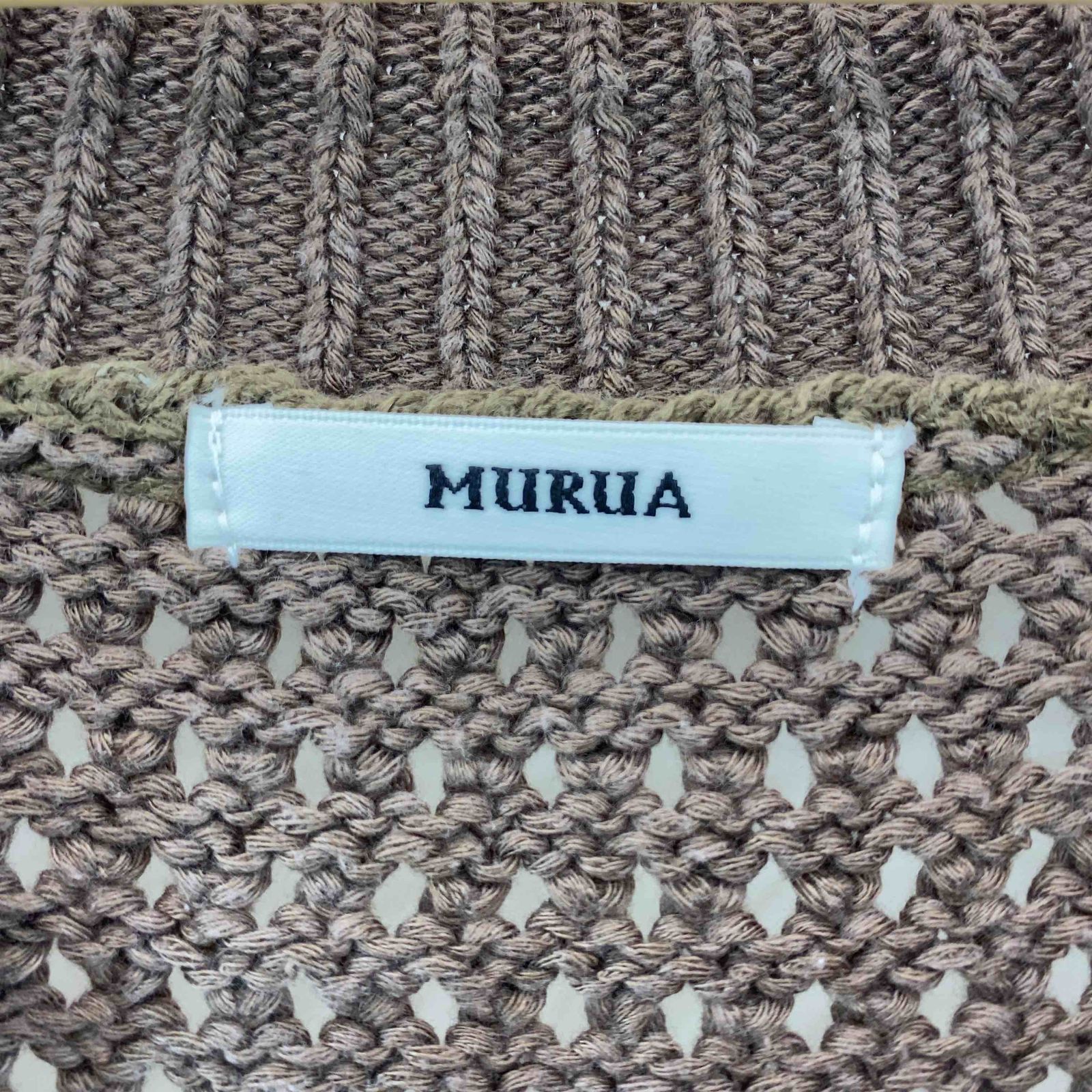 MURUA ムルーア レディース メッシュニットベスト キーネック 茶