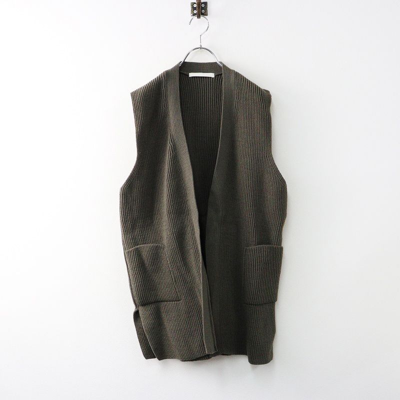 定価25300円 2025AW エヴァムエヴァ evam eva wool aze vest ウールアゼベスト 前開き M|カーキ 2400014324464