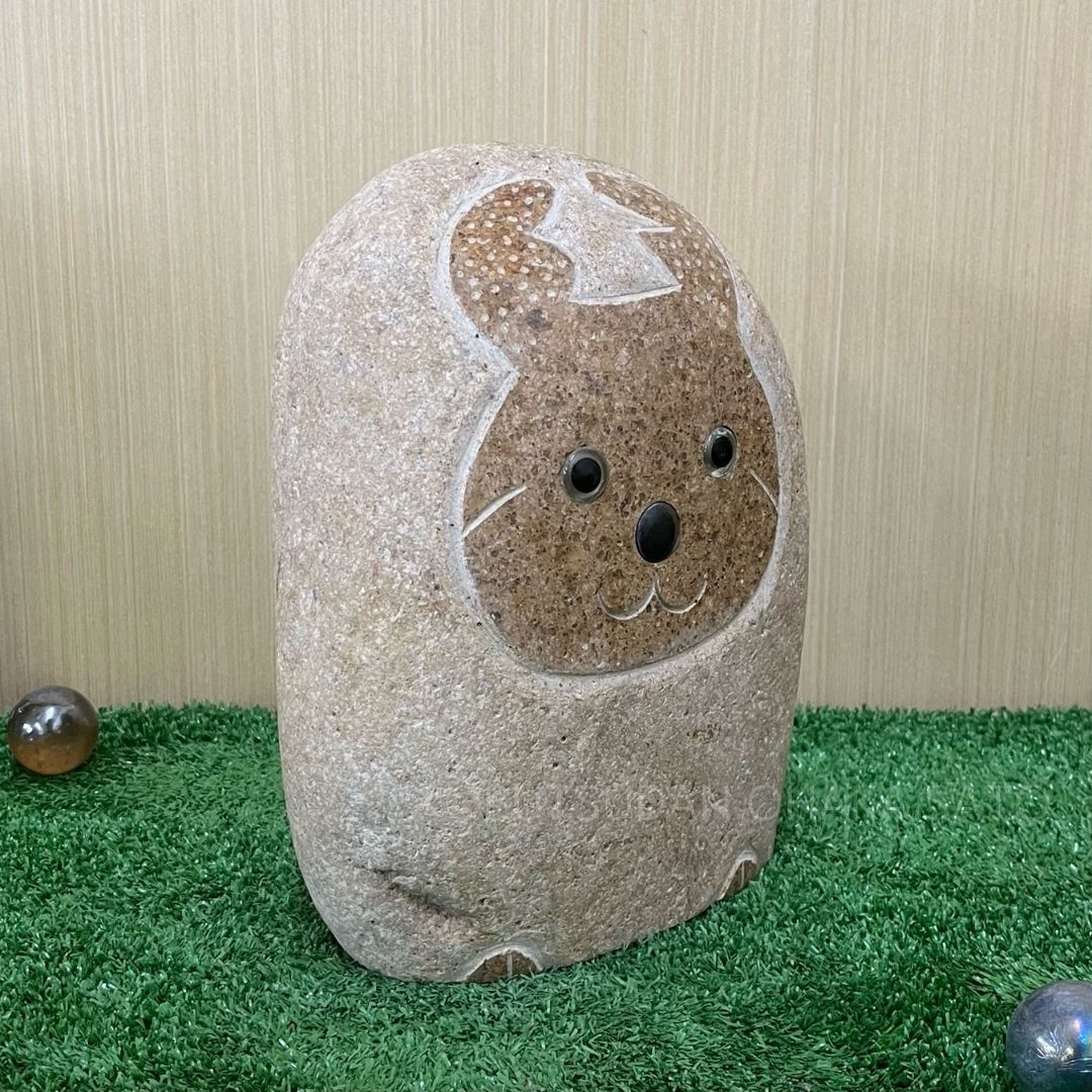 丸石　鑑賞石　飾り石　オブジェ　置物　インテリア 飾り石 天然石製 黄色 球体 丸石 置物 鑑賞石 オブジェ - メルカリ