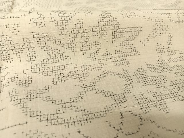 平和屋着物○結城紬 100亀甲 流水風景花文 正絹 逸品 DAAQ3372ps