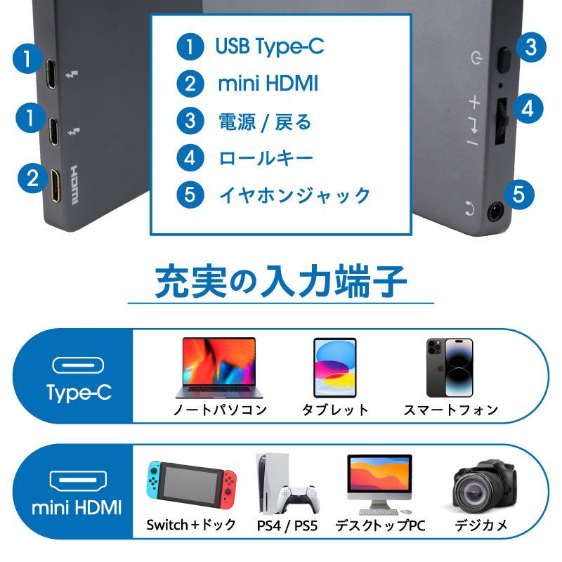 モバイルモニター ディスプレイモニター 高画質フルHD 15.6インチ ノングレア 液晶 ミニスタンド タイプC USB-C HDMI テレワーク モニター ビジネス【OHEN335/80】[OJ]