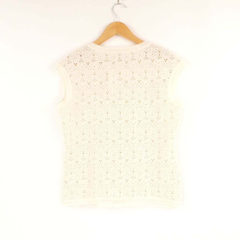 EPOCA エポカ M 5 N 43-167 ストレッチレース ニットプルオーバー トップス 40 コットン 他 ノースリーブ アイボリー レディース