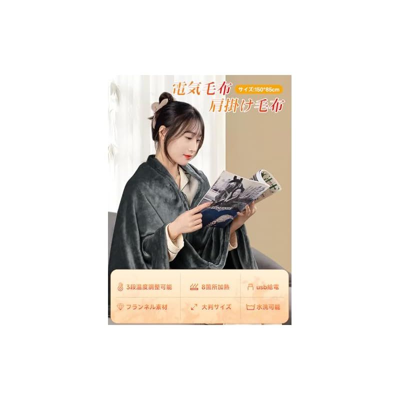2025冬季特別製品 電気毛布 電気ブランケット vipstar 大判サイズ 150 85 電気ひざ掛け フランネル素材 USB給電式 3段階温度調整 複数の発熱ユニット 電気毛布 敷き 速暖 肩掛け毛布 自動オフタイマー付き 移動電源充電 携 0