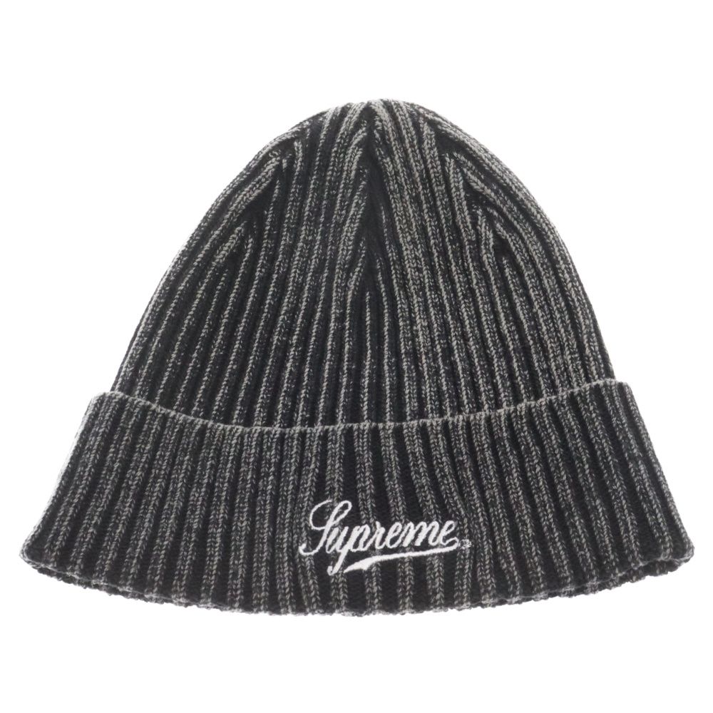 SUPREME (シュプリーム) 21SS Bleached Rib Beanie ロゴ刺繍 ブリーチドリブ ビーニー ニットキャップ 帽子 ブラック