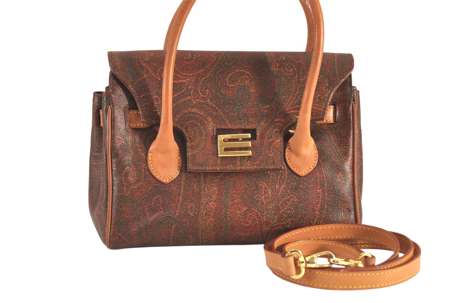 エトロ ETRO ボストンバッグ ペイズリー 2WAYショルダー ブラウン