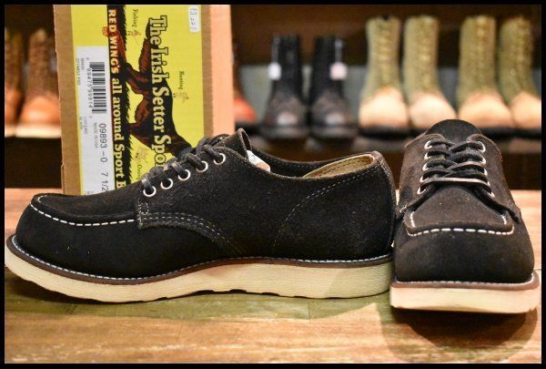 7.5D 19年 レッドウィング 9893 黒スエード オックスフォード ブラック ラフアウト 短靴 編み上げ ブーツ redwing HOPESMORE FJ221