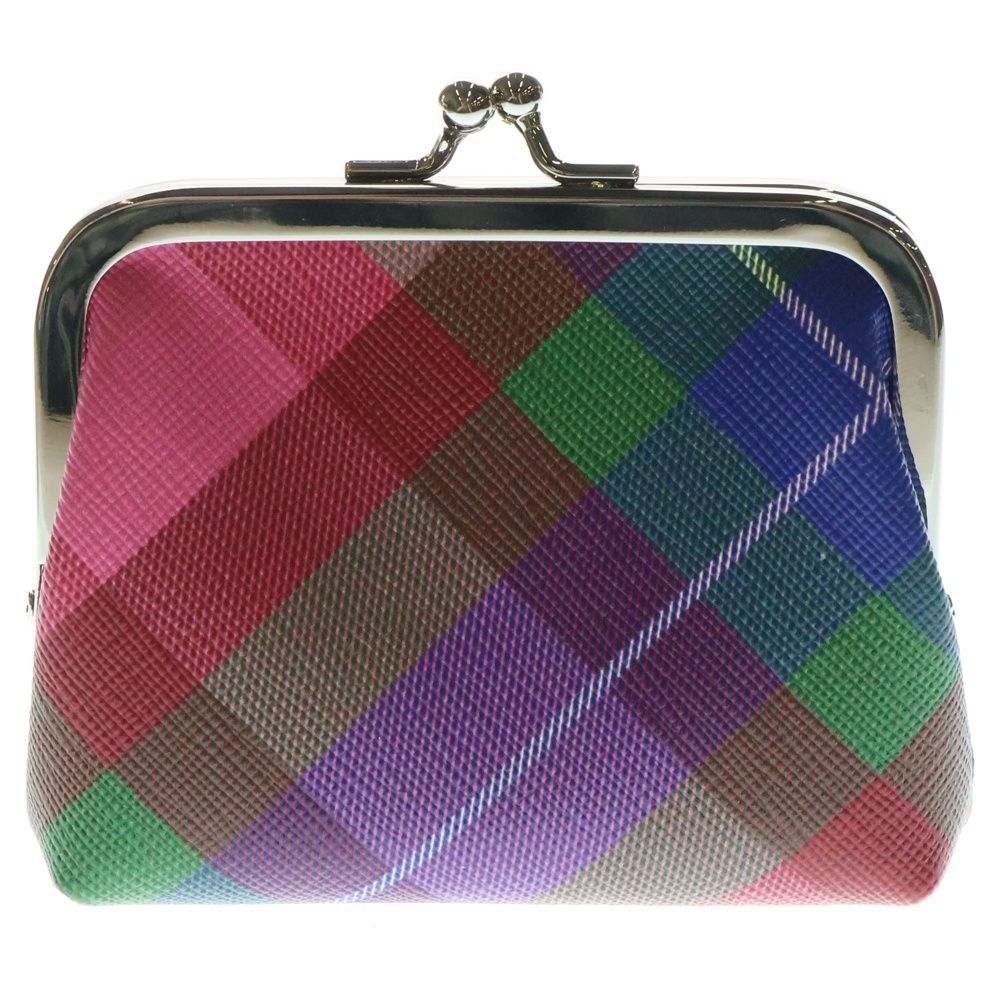 Vivienne Westwood ヴィヴィアンウエストウッド オーブ がま口コインケース 小物入れ ポーチ チェック シルバー金具 マルチカラー PVC
