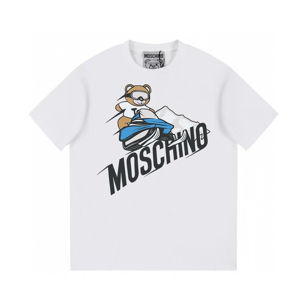 Moschino モスキーノスケーティングベア プリント・ホワイト 半袖 Tシャツ