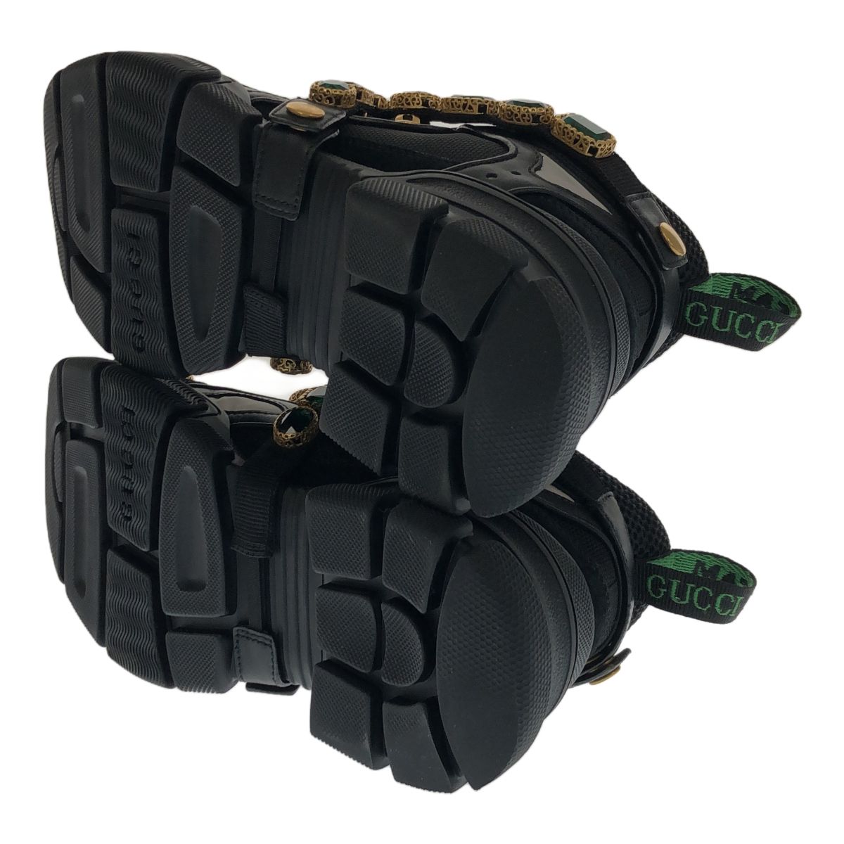 GUCCI グッチ 38/25cm Crystals Flashtrek Black 537153-GGZ50