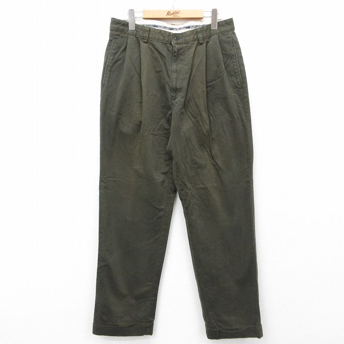 W33/古着 ラルフローレン ブランド チノ パンツ チノパン メンズ コットン 濃緑 グリーン 24jul02 中古 ボトムス ロング