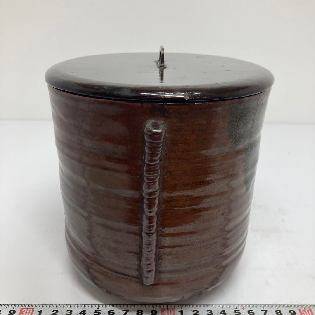 江戸時代 上手 高取水指 タニチ 高さ18㎝ 蓋込 東な6-0611