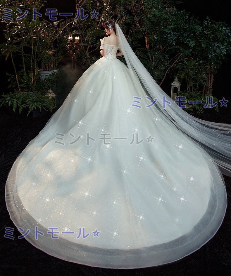 ウェディングドレス 二次会 結婚式 披露宴 ブライダル ロングドレス フレンチスリーブ 花嫁 ウエディングドレス プリンセスライン オフホワ MAAHADDERANG_COM