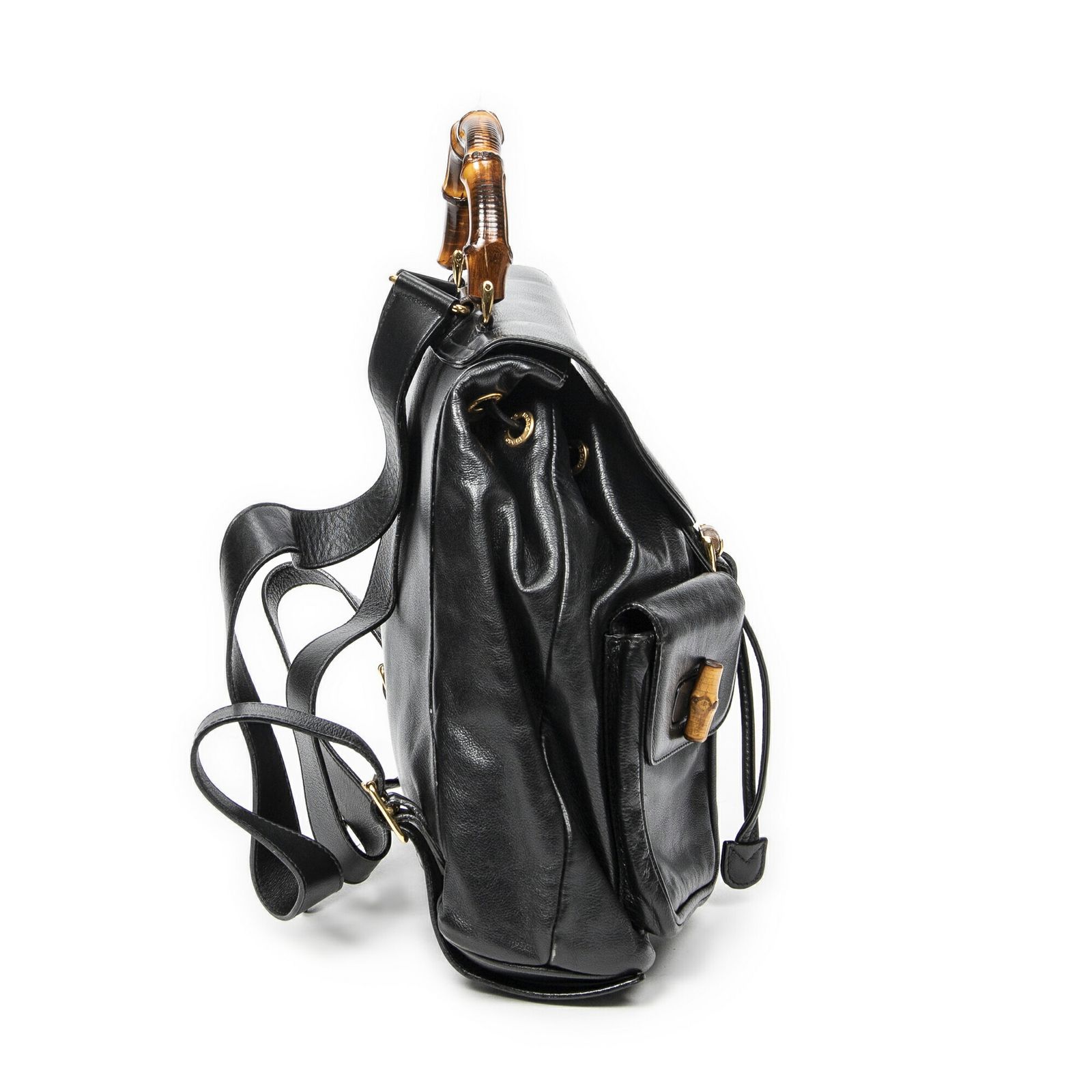 GUCCI グッチラージバンブー リュックサック黒カーフスキンレザーA WWW_OLIVIERBERNSTEIN_COM